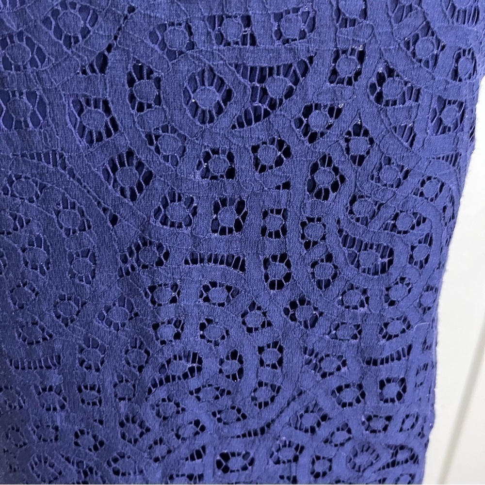 J. Crew Factory Blue Lace Short Sleeve Top 0 - Picture 4 of 11